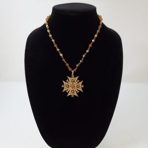 Vintage Brown Crystal Costume Jewelry Beaded Necklace